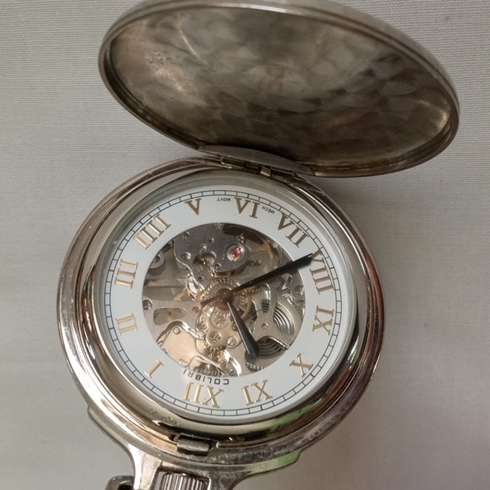 NEW Vintage COLIBRI Double Sided Mechanical Pocket Watch. With War Tank.